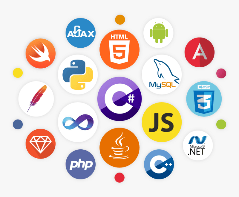 Technology stack logos - React, Next.js, Node.js, TypeScript, Python, PHP, Laravel, PostgreSQL, MongoDB, MySQL, AWS, Azure
